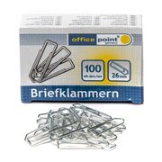 Broklammern Briefklammern silber verzinkt 26mm (10 packs je 100 Stk) = 1000 Stk.