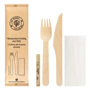 Besteckset 4-teilig aus Holz 21cm, 10 Stk.