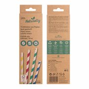 Trinkhalme aus Papier bunt gestreift �6mm 21cm, 20 Stk.