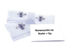 Ausweishalter, Namensschildhalter mit Kombi-Clip + Nadel, 40x75mm, 50 Stk.
