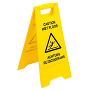 Warnschild Achtung Rutschgefahr gelb beidseitig bedruckt, 62 x 30,5 cm