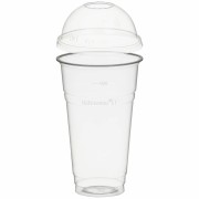 BIO Trinkbecher 500ml + Domdeckel mit Rundloch aus Biokunststoff (PLA) 50 Stk.