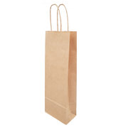 Flaschentragetaschen Flaschentaschen 140+80x390mm Papier braun gerippt mit Kordel