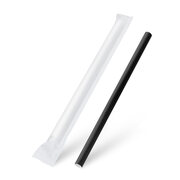 Papiertrinkhalme f�r BUBBLE TEA JUMBO schwarz, einzeln geh�llt 21cm �12 mm, 100 Stk.