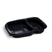 Mehrweg Men�schalen 2-geteilt 240 x 210 x 40 mm Mikrowellengeeignet schwarz 1100ml, 100 Stk.