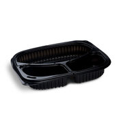 Mehrweg Men�schalen 3-geteilt 240 x 210 x 40 mm Mikrowellengeeignet schwarz 1000ml, 100 Stk.