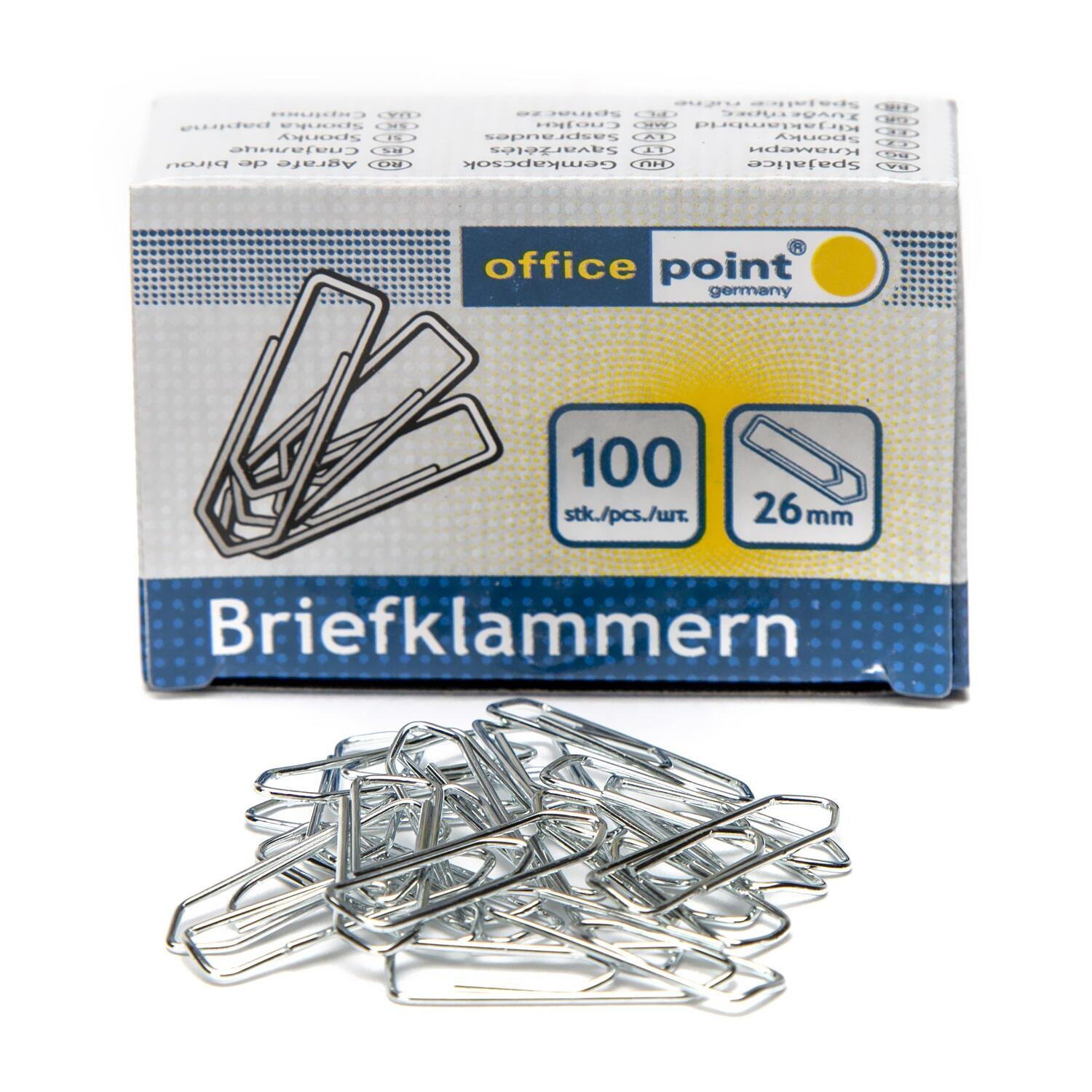 Broklammern Briefklammern silber verzinkt 26mm (10 packs je 100 Stk) = 1000 Stk.