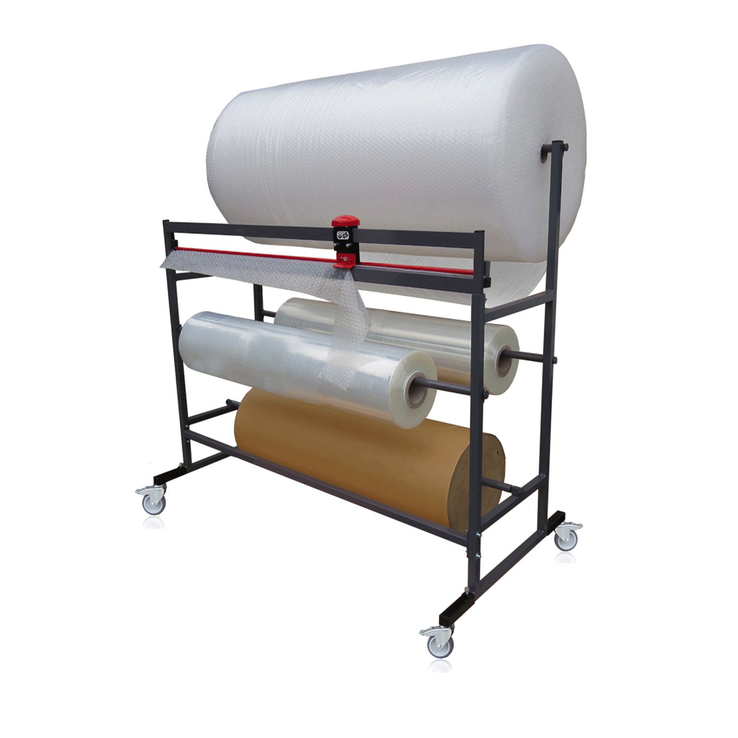 Vierfach Schneidst�nder f�r 4 Rollen, 1 Schneidvorrichtung, fahrbar, 100cm