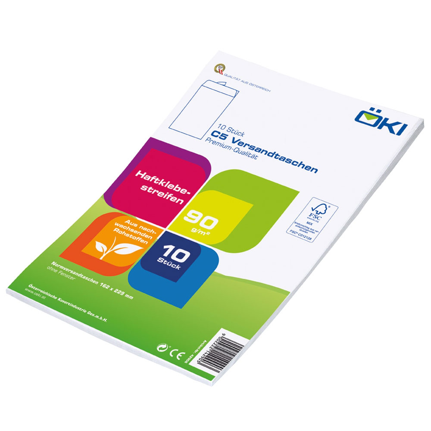 KI Versandtaschen C5T 162x229mm wei, 90 gr. Haftstreifen, 10 Stk.