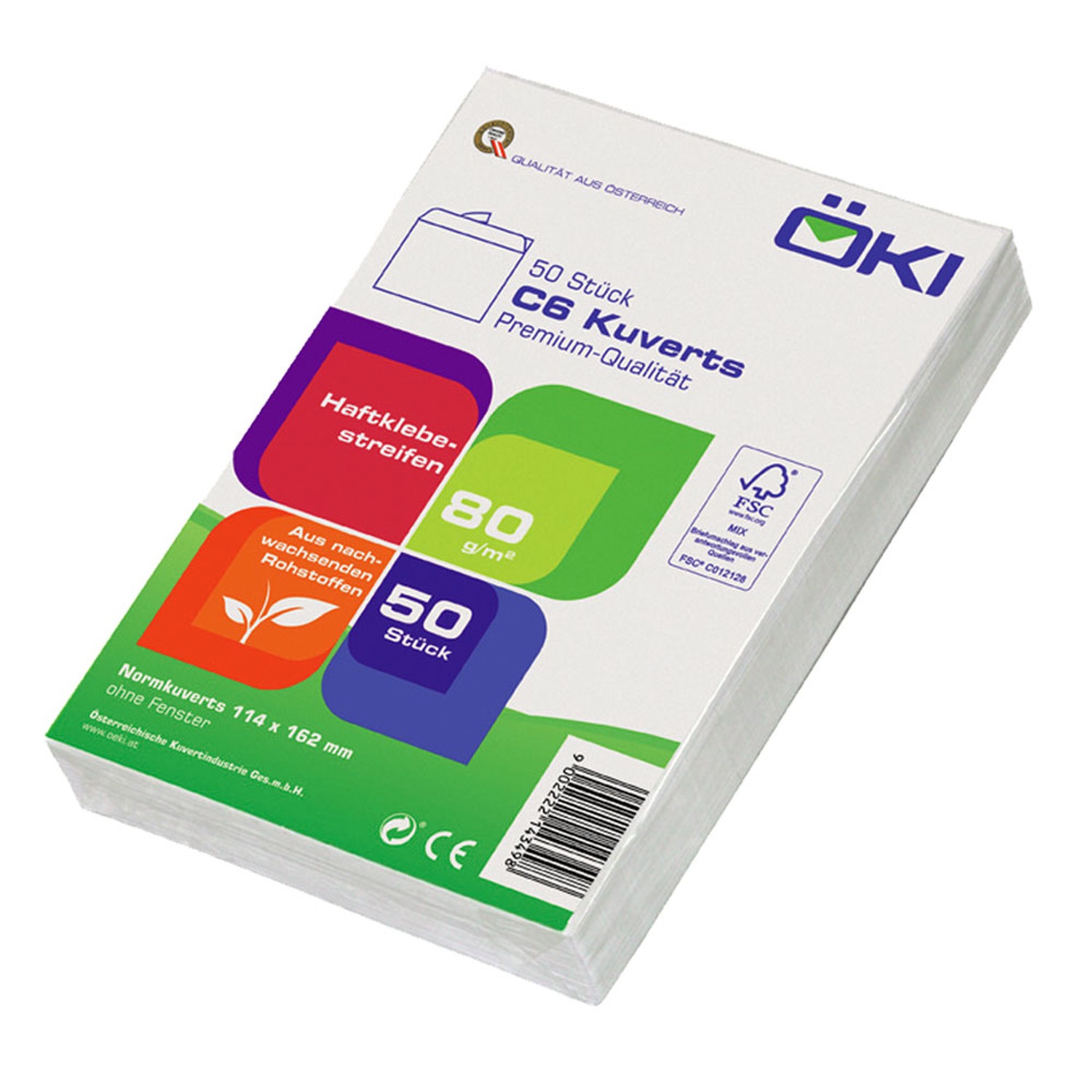 �KI Kuvert C6 114x162mm wei�, 80 gr. Haftstreifen, 50 Stk.