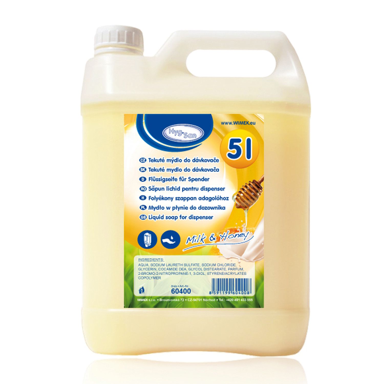 HYGSOFT Fl�ssigseife f�r Spender Milch & Honig, 5 Liter