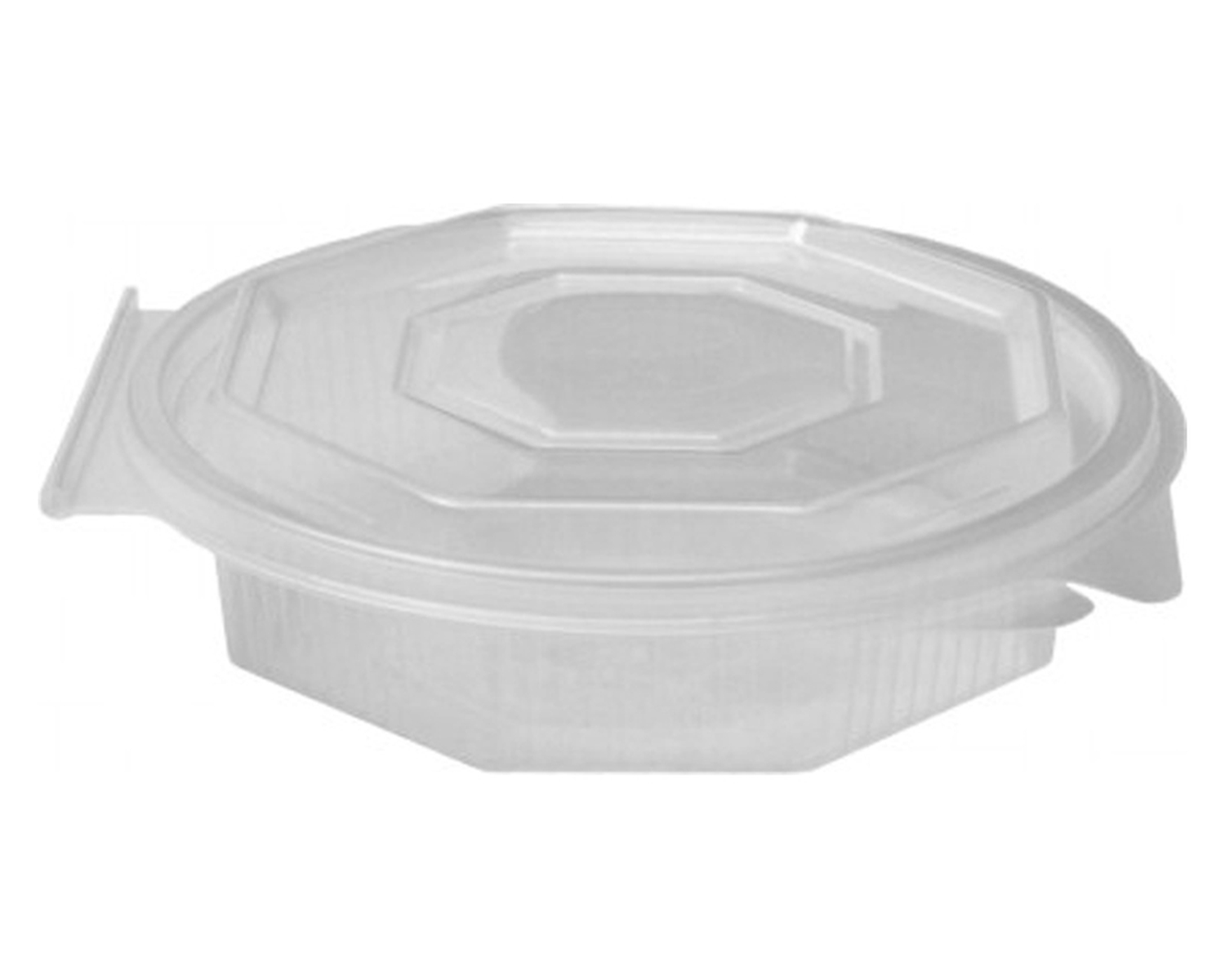 Achteckbecher klar mit angeh�ngtem Deckel  250 ml (PP), 50 Stk.