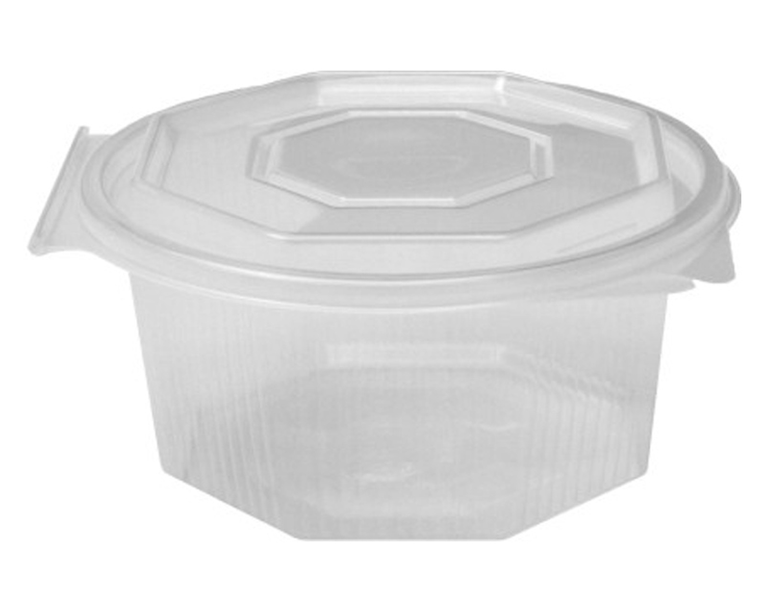 Achteckbecher klar mit angeh�ngtem Deckel  500 ml (PP), 50 Stk.