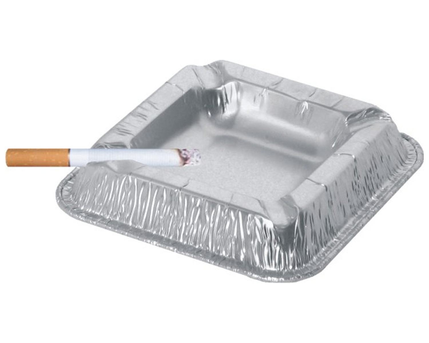 Alu Aschenbecher aus kr�ftigem Aluminium, eckig, 12,6 x 12,6 x 2,2 cm,   10 Stk.