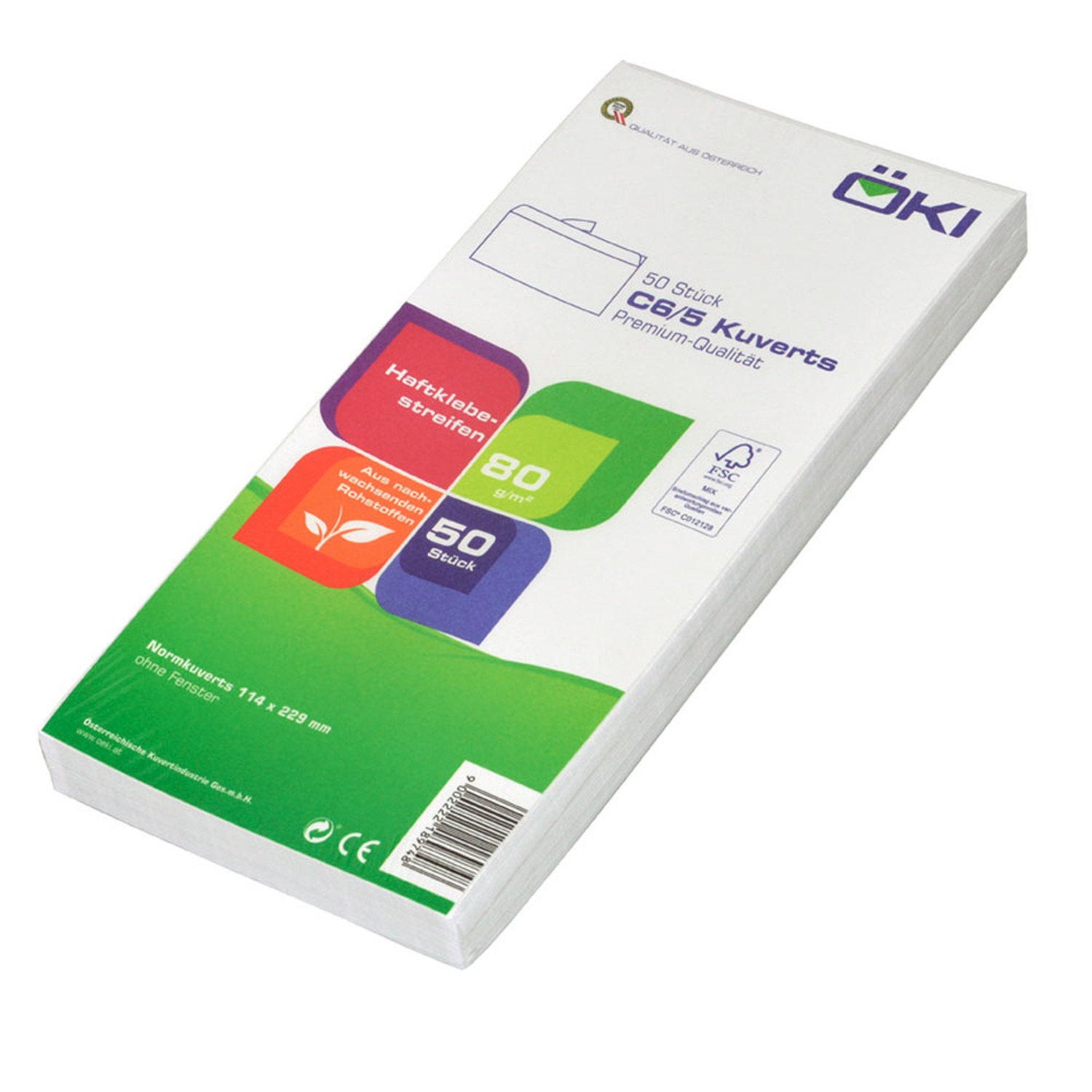 �KI Kuvert C6/5 114x229mm wei�, 80 gr. Haftstreifen, 50 Stk.
