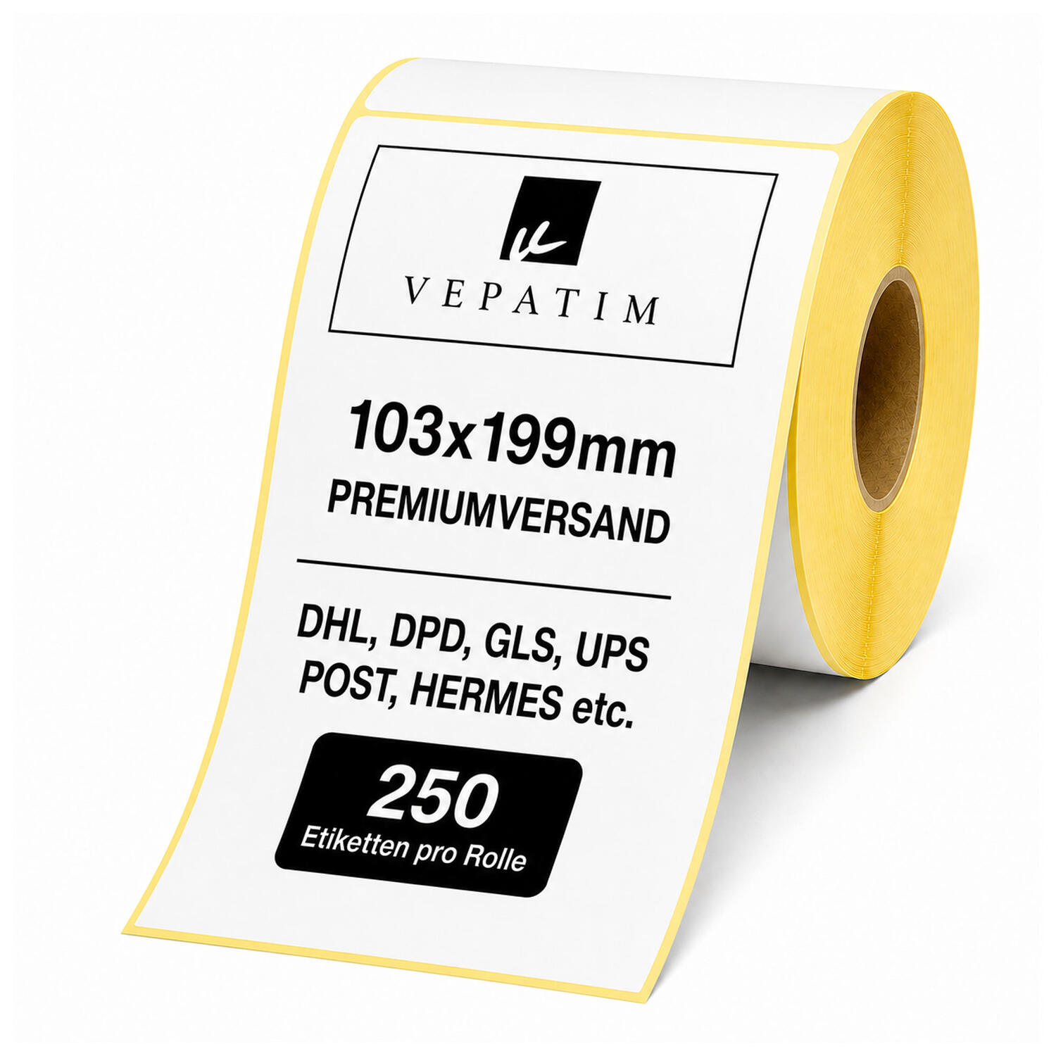 Versandetiketten 103x199mm wei� - Rolle mit 250 Thermo-Etiketten - 25mm Kern DHL DPD UPS GLS