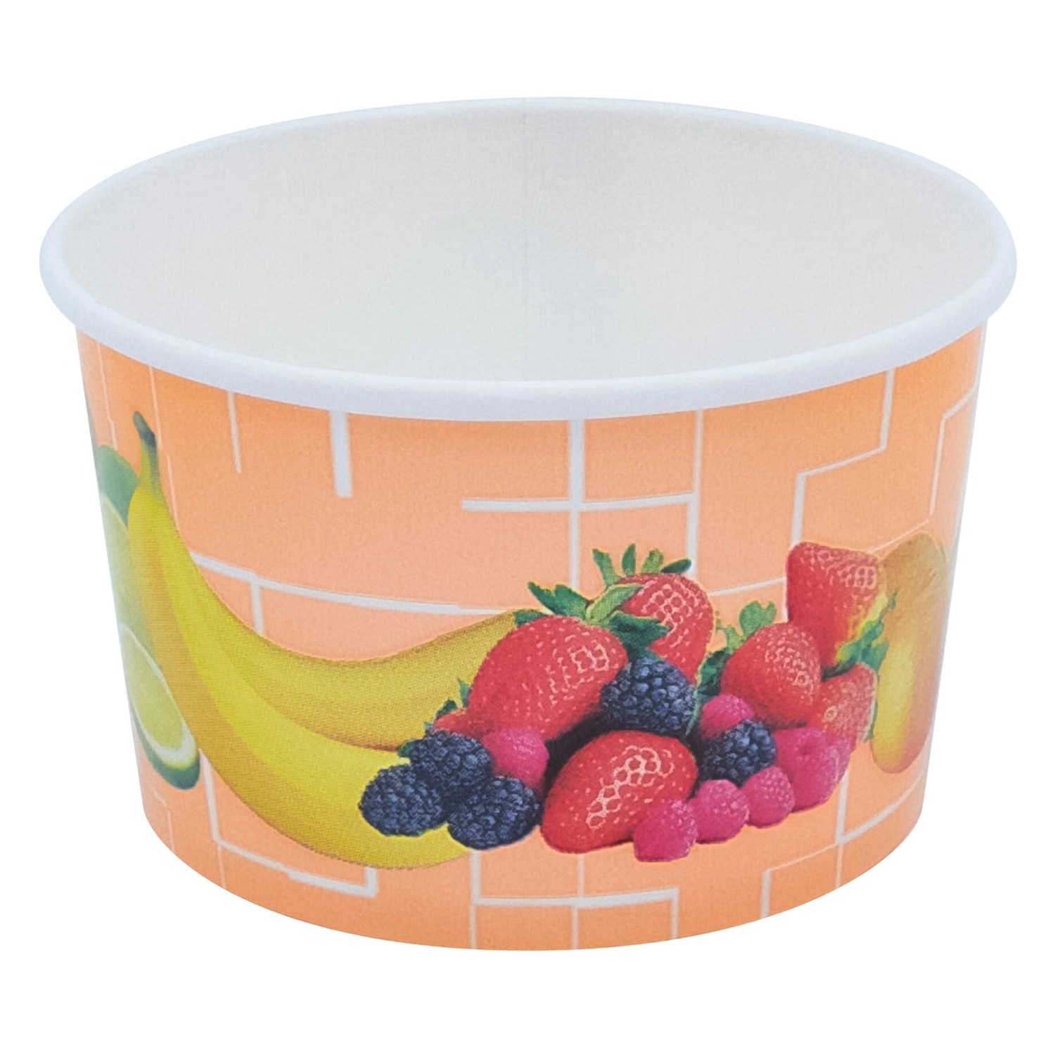 Eisbecher, Pappe rund 340 ml � 101mm, H�he 63mm, Fruchtreigen,  50 Stk.