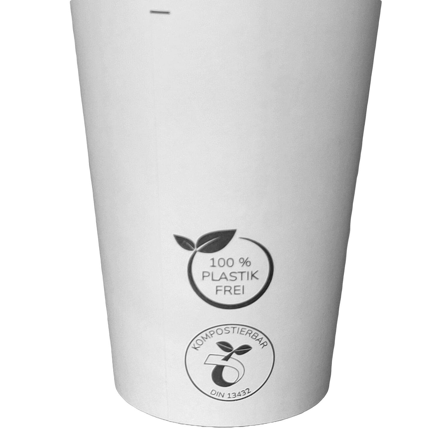 Kaffeebecher Coffee To Go Pappbecher 100% ohne Kunststoff wei� 300ml, 50 Stk.