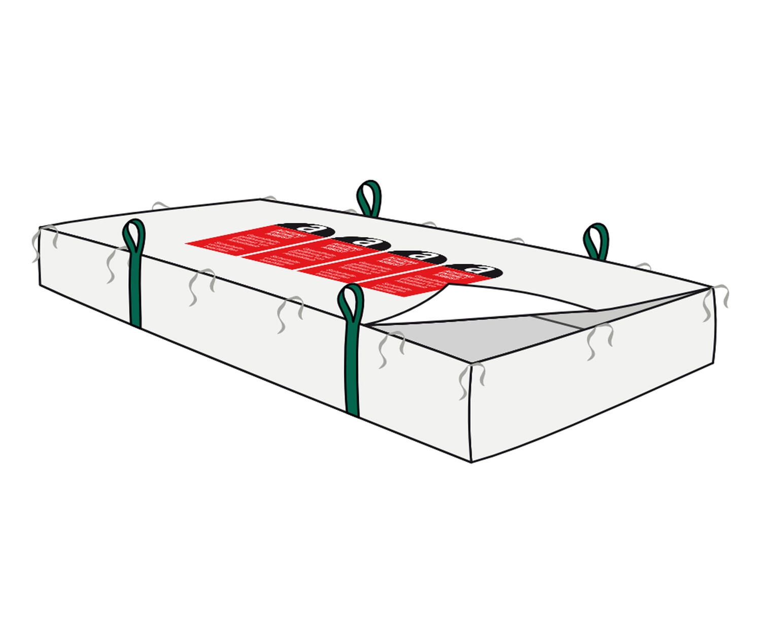 Plattensack 320x125x30cm  f�r Asbestentsorgung mit Asbestsymbol-Druck