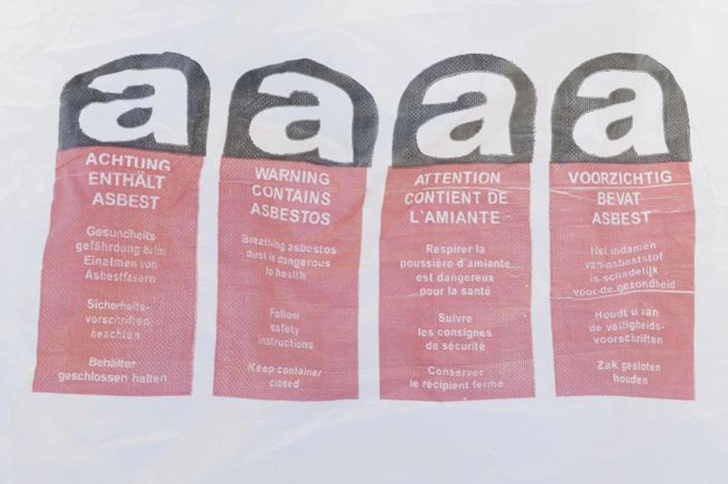 Plattensack 320x125x30cm  f�r Asbestentsorgung mit Asbestsymbol-Druck