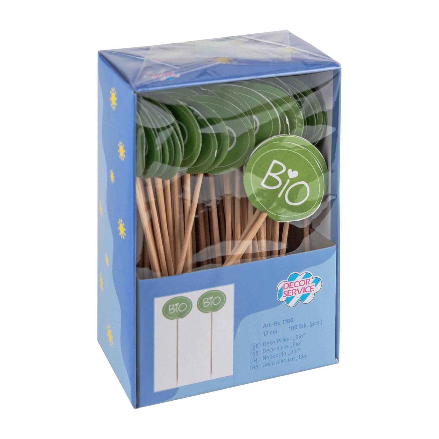 Kennzeichnungspicker Deko-Picker Bio 12 cm gr�n, 100 Stk.