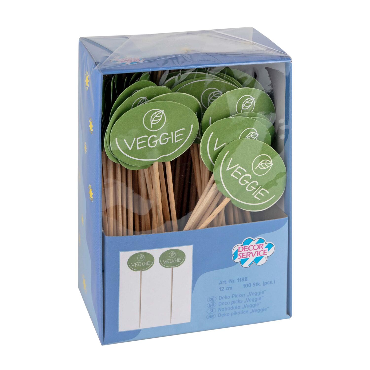 Kennzeichnungspicker Deko-Picker Veggie 12 cm gr�n, 100 Stk.