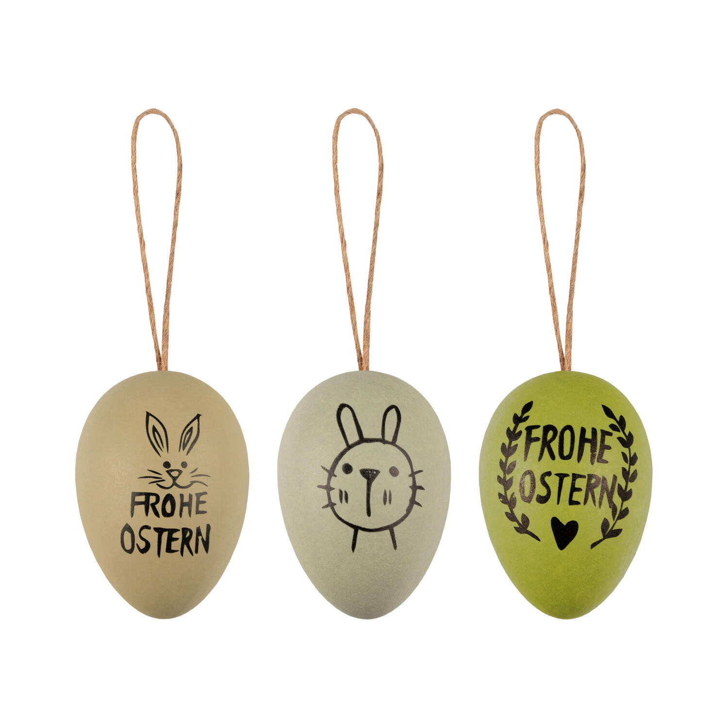 Ostereier Kunststoffeier  Statement Osterdeko sand/gr�n/mint 6 cm, 6 Stk.