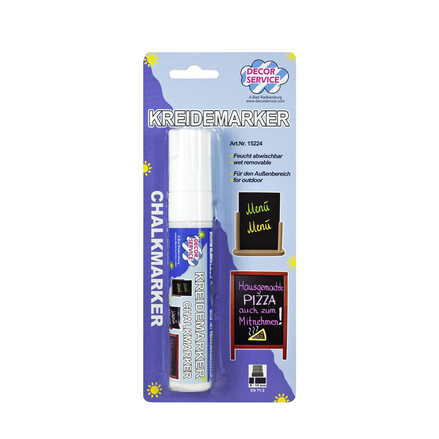 Kreidemarker wei�, Schreibbreite 3-15mm, 1 Stk.