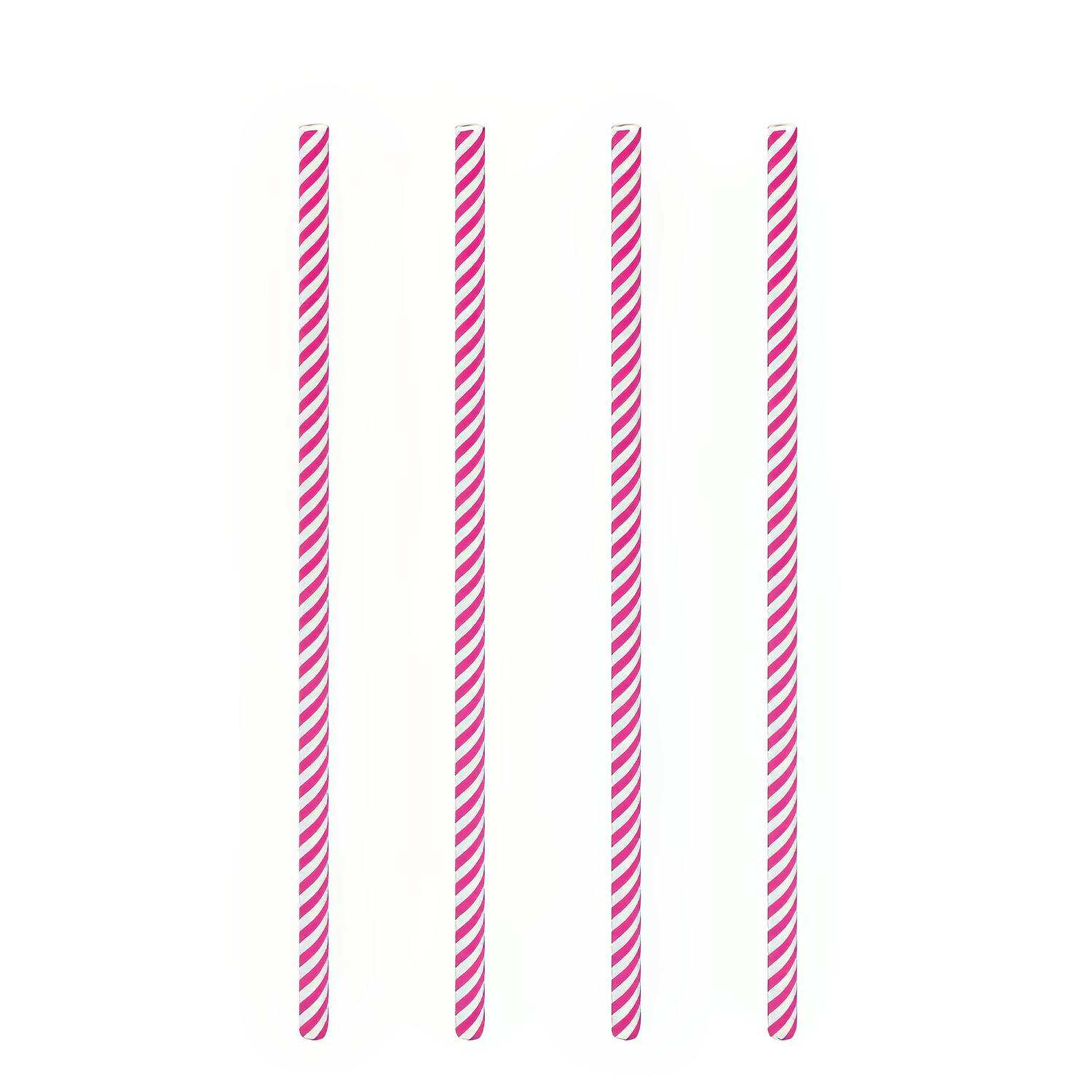Trinkhalme aus Papier pink gestreift �6mm, 21cm, 100 Stk.
