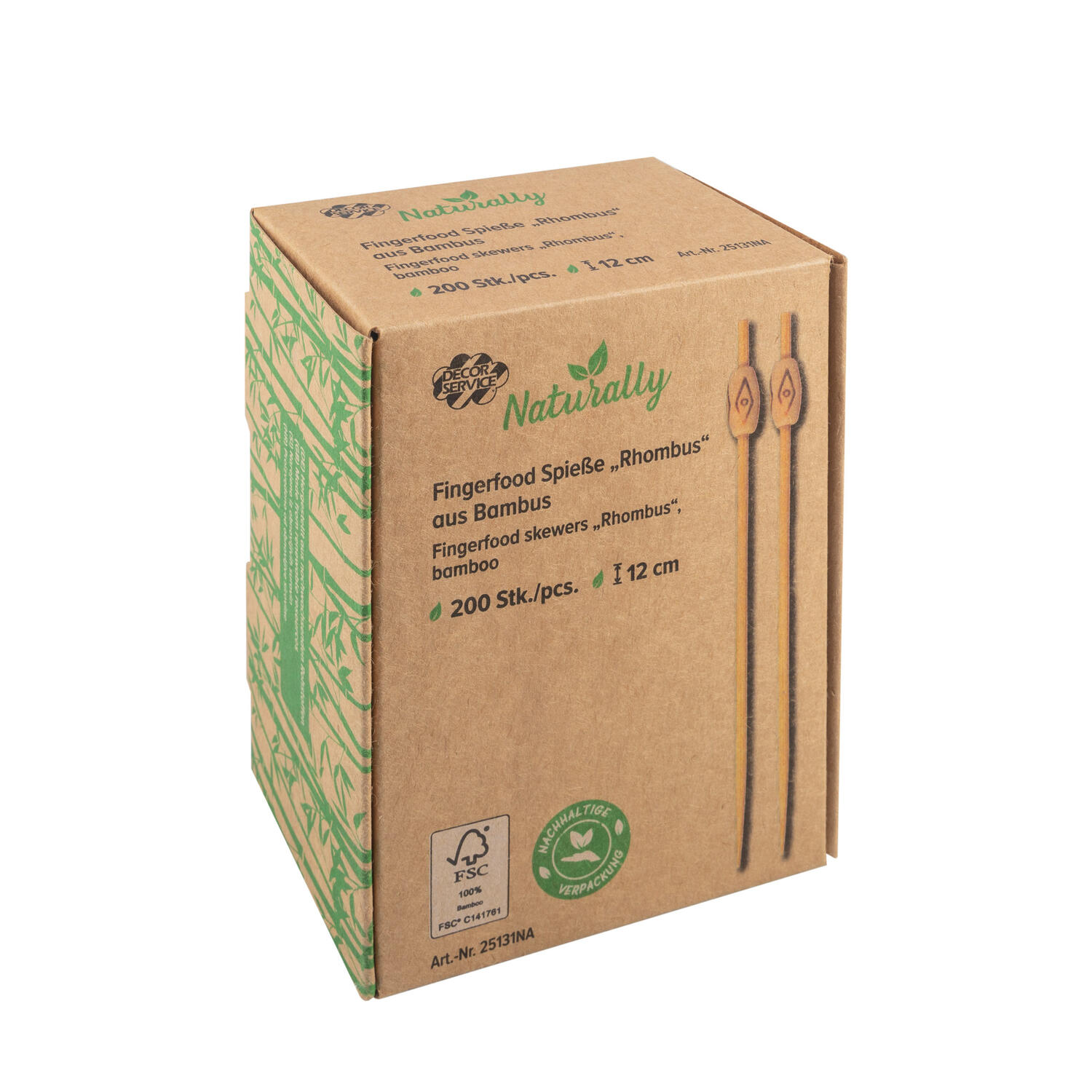 Fingerfood Spie�e Rhombus aus Bambus, 12cm, 200 Stk.