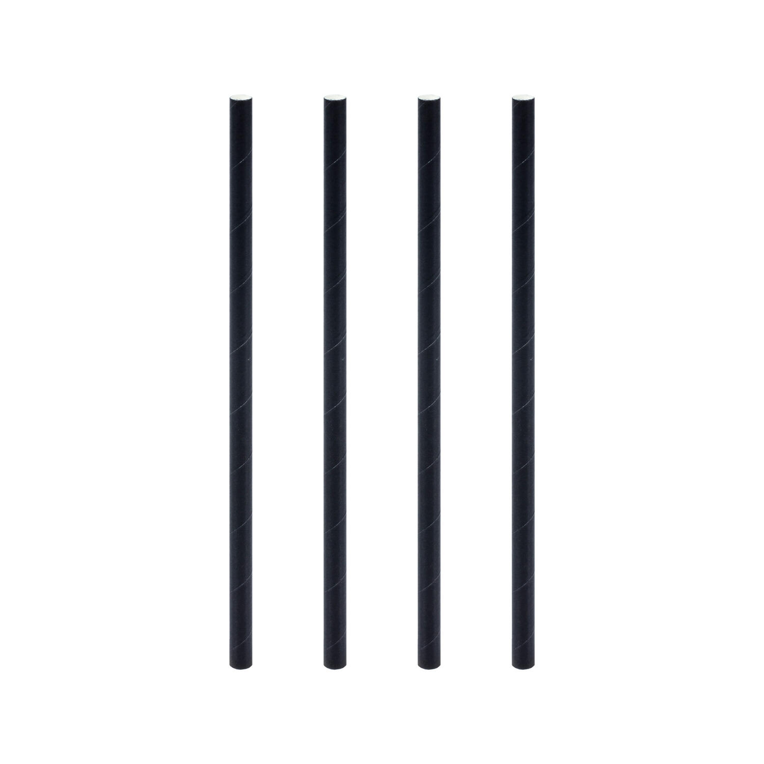 Trinkhalme aus Papier schwarz 6mm 15cm, 150 Stk.