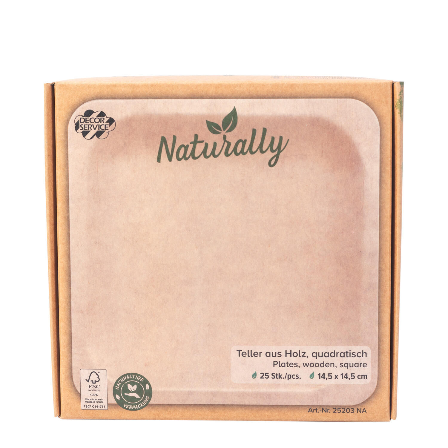 Holzteller Einwegteller aus Pappelholz quadratisch 14.5x14.5cm FSC�, 25 Stk.