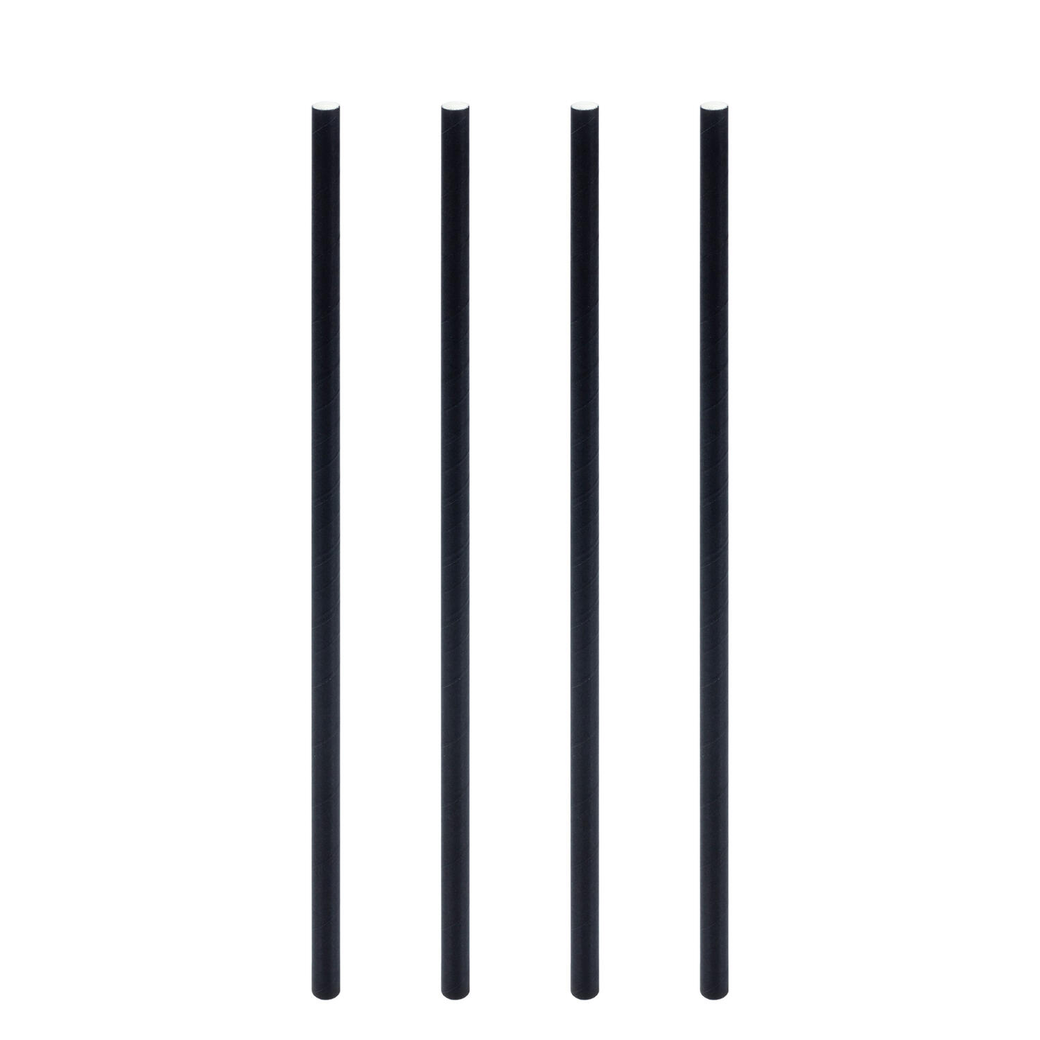 Trinkhalme aus Papier dick schwarz  �8mm 25cm, 500 Stk.