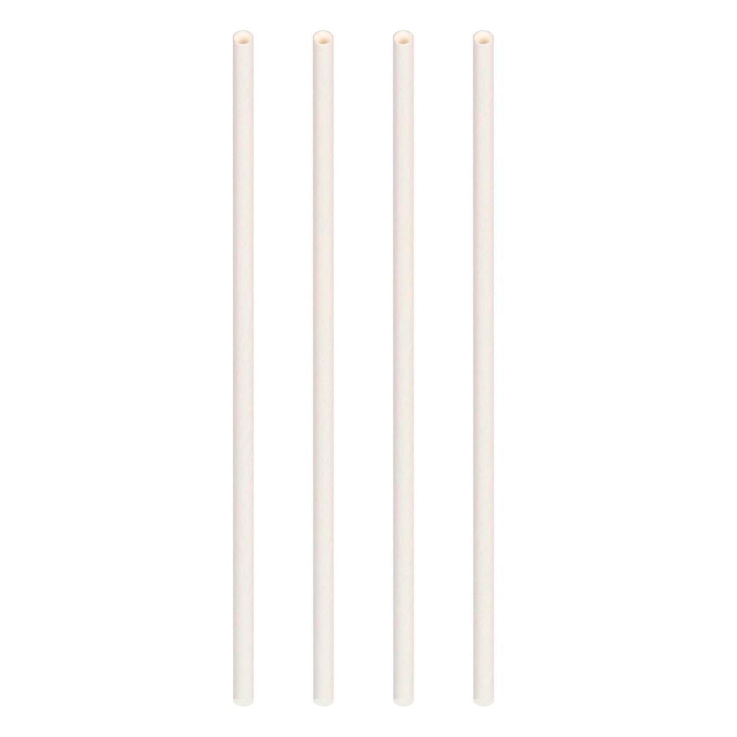 Trinkhalme aus Papier dick wei 8mm 25cm, 150 Stk.