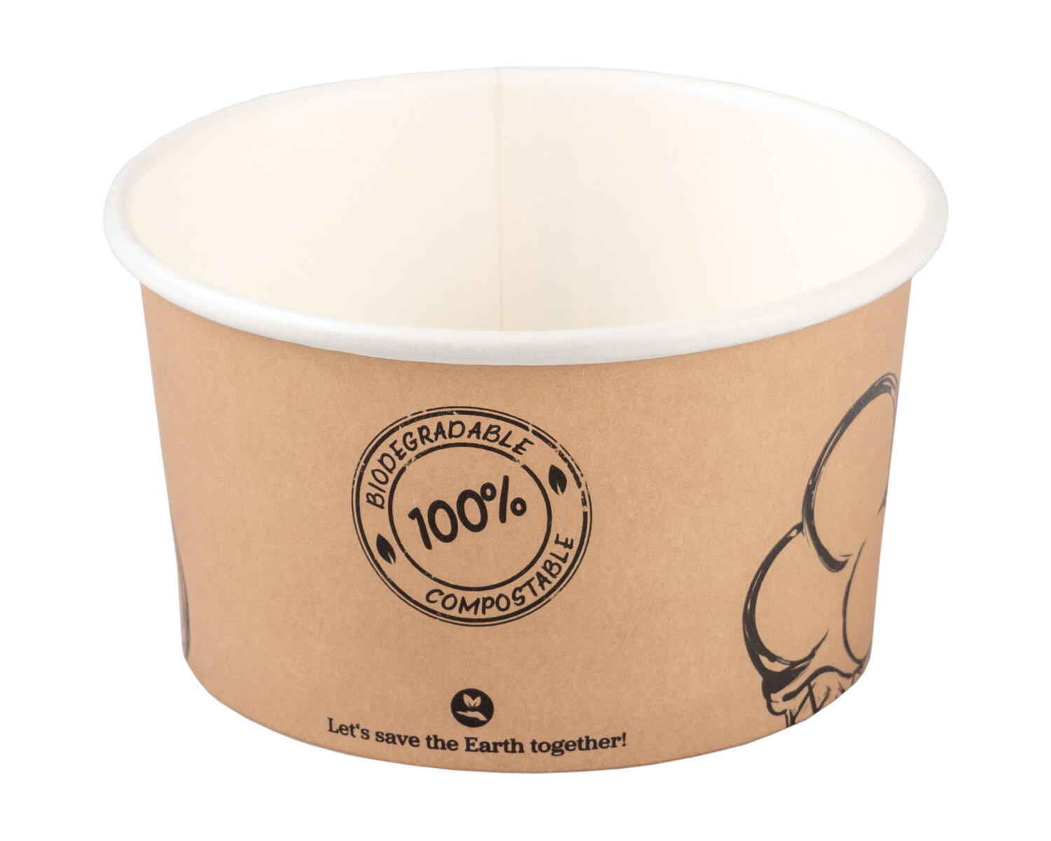 BIO Eisbecher aus Karton mit passendem Deckel 150ml 8.5cm, 50 Stk.