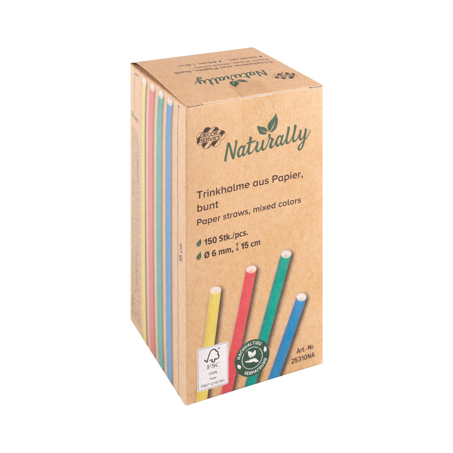 Trinkhalme aus Papier bunt �6mm 15cm, 150 Stk.