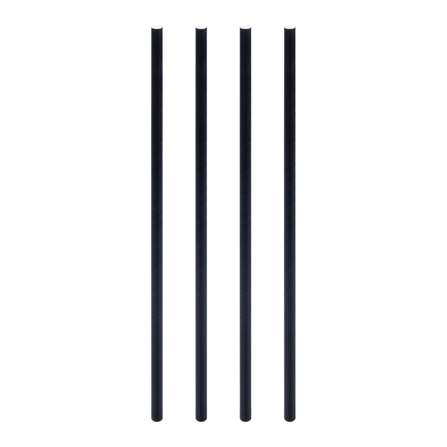 Trinkhalme aus Papier schwarz 6mm 24cm, 100 Stk.