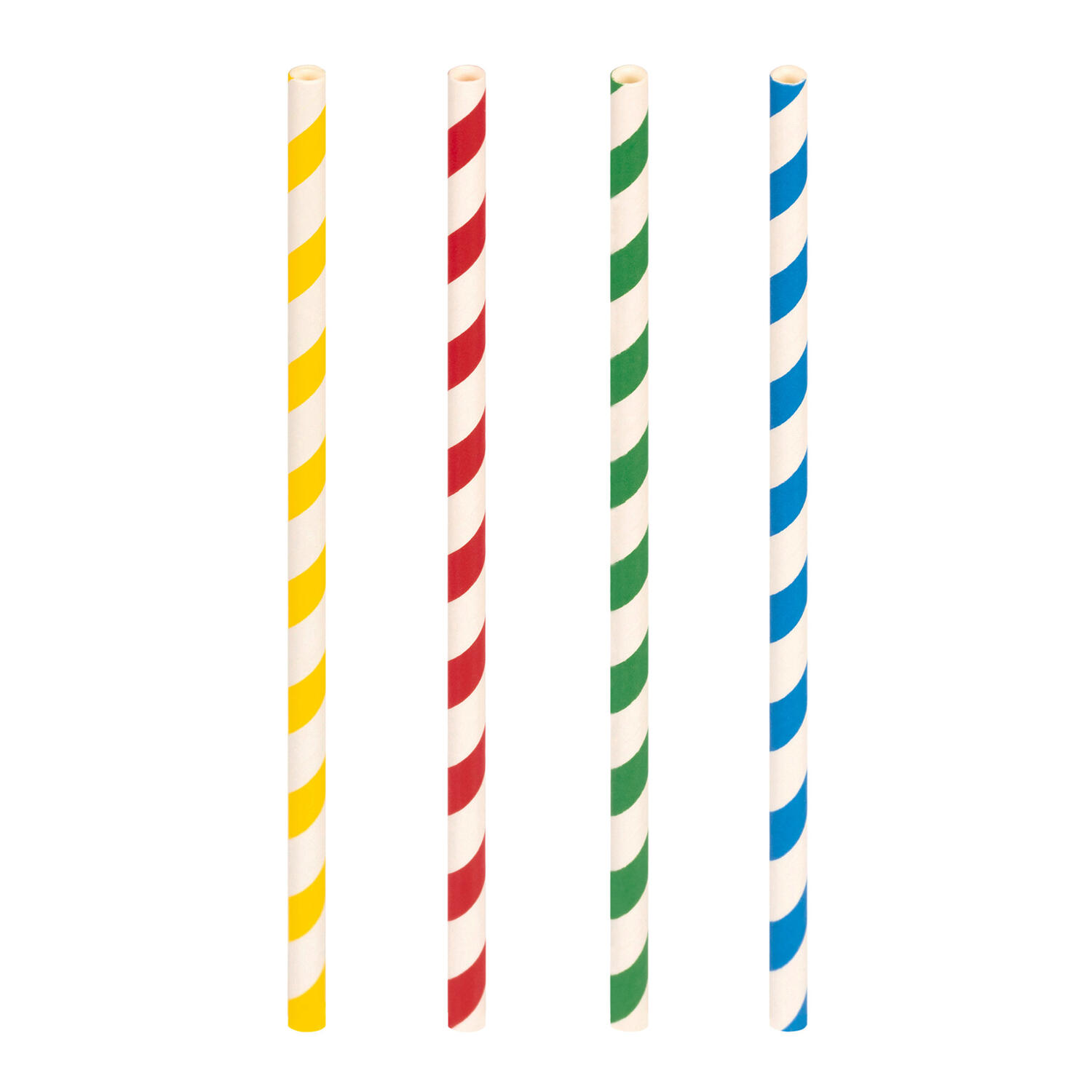 Trinkhalme aus Papier bunt gestreift �6mm 21cm, 20 Stk.