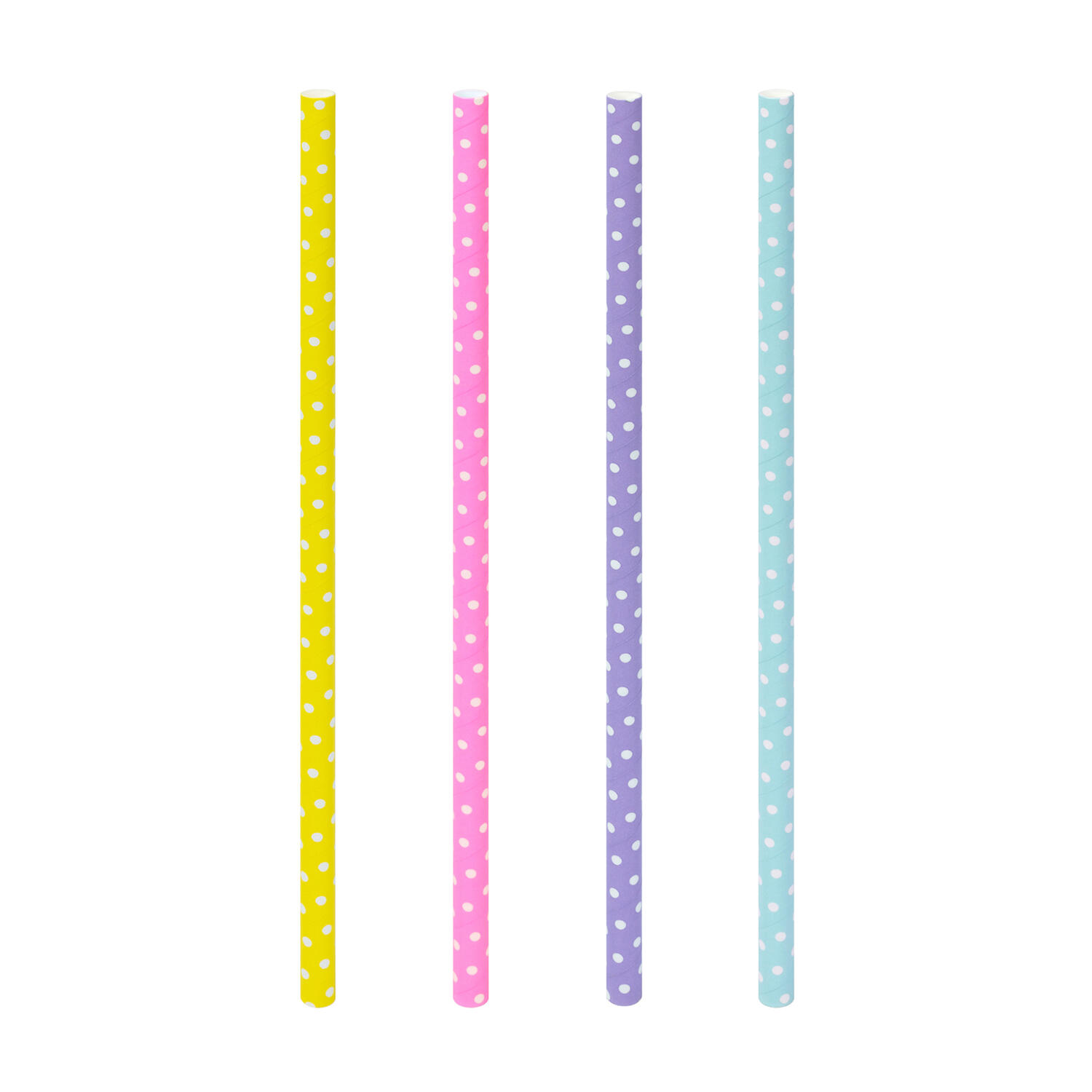 Trinkhalme aus Papier P�nktchen bunt �6mm 21cm, 20 Stk.