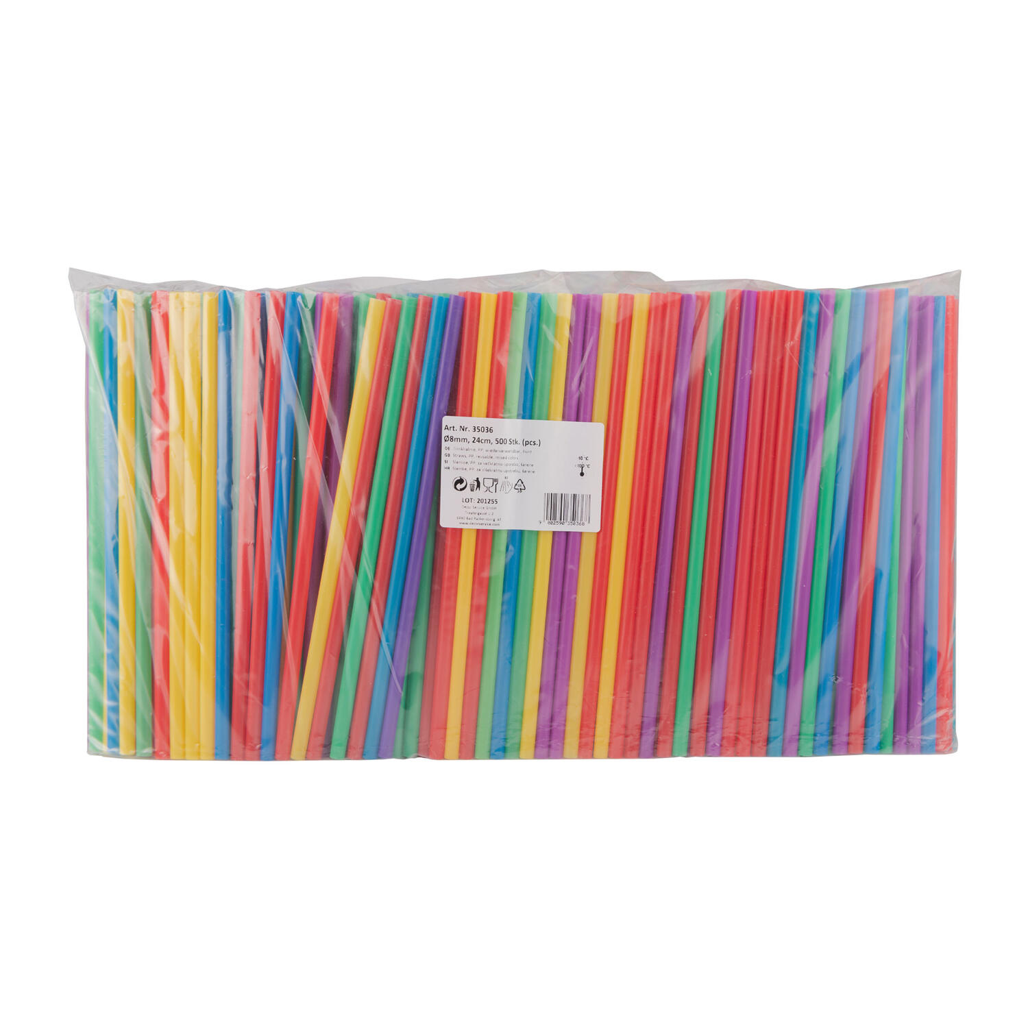 Trinkhalme Strohhalme Kunststoff PP Mehrweg bunt 240 mm  8mm, 500 Stk.