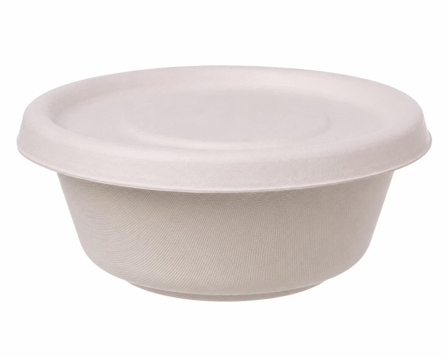 Dressingbecher Dipschale 30ml rund aus Bagasse Zuckerrohr kompostierbar inkl Deckel , 150 Stk.