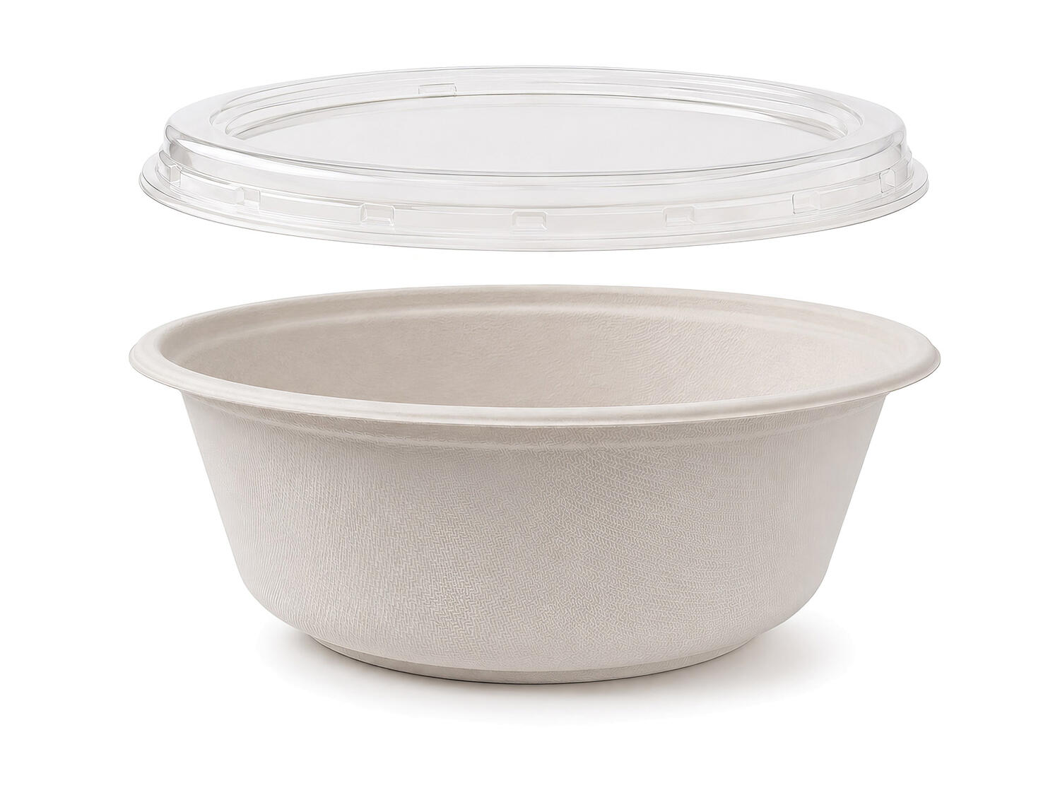 Dressingbecher Dipschale 30ml rund aus Bagasse Zuckerrohr kompostierbar inkl Deckel aus PLA, 150 Stk.