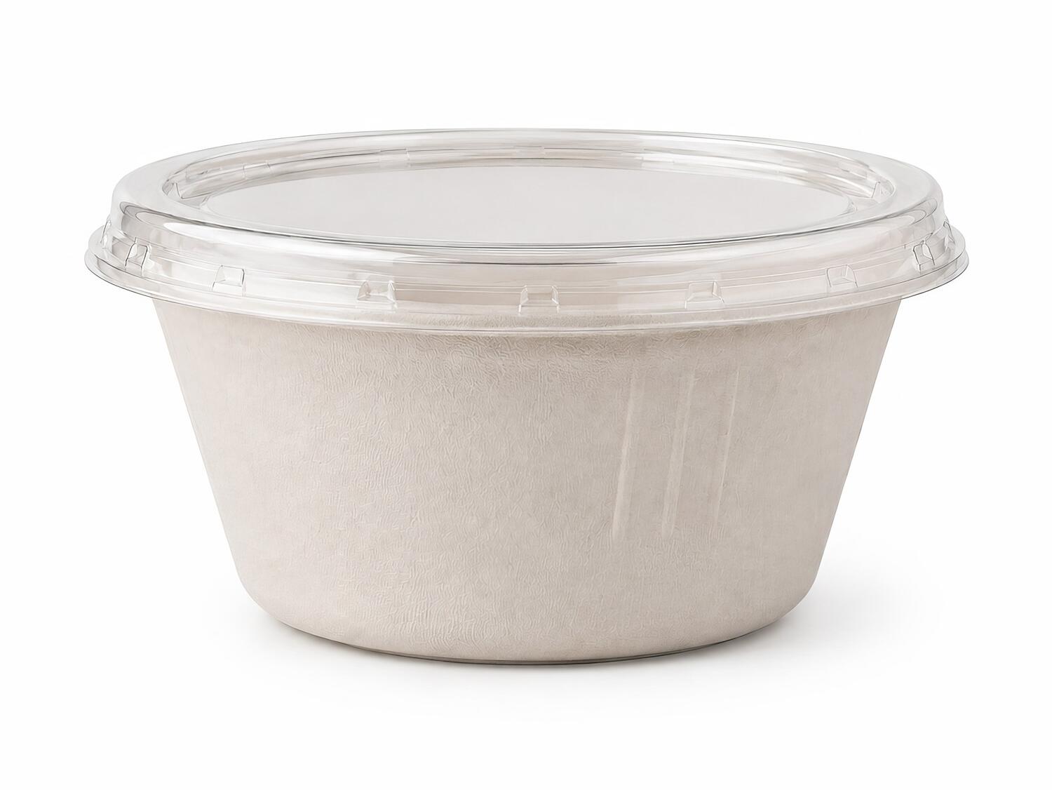 Dressingbecher Dipschale 60ml rund � 62 mm aus Bagasse Zuckerrohr kompostierbar inkl Deckel aus PLA, 50 Stk.