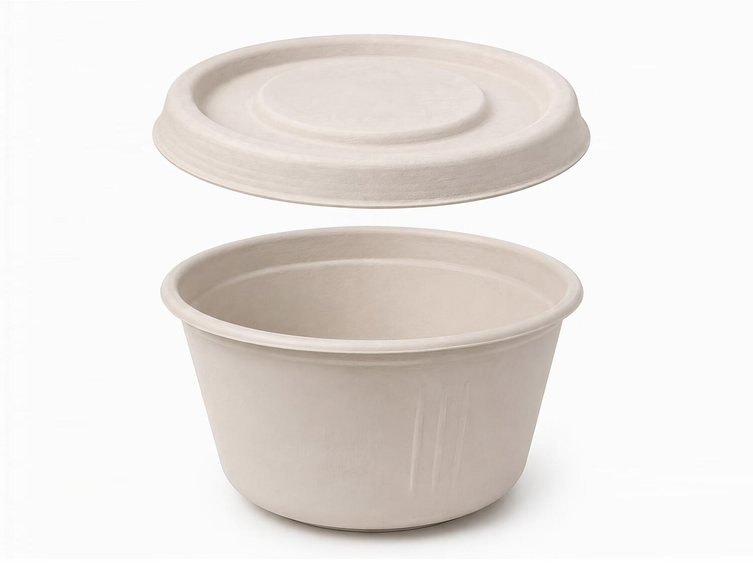Dressingbecher Dipschale 60ml rund � 62 mm aus Bagasse Zuckerrohr kompostierbar inkl Deckel, 50 Stk.