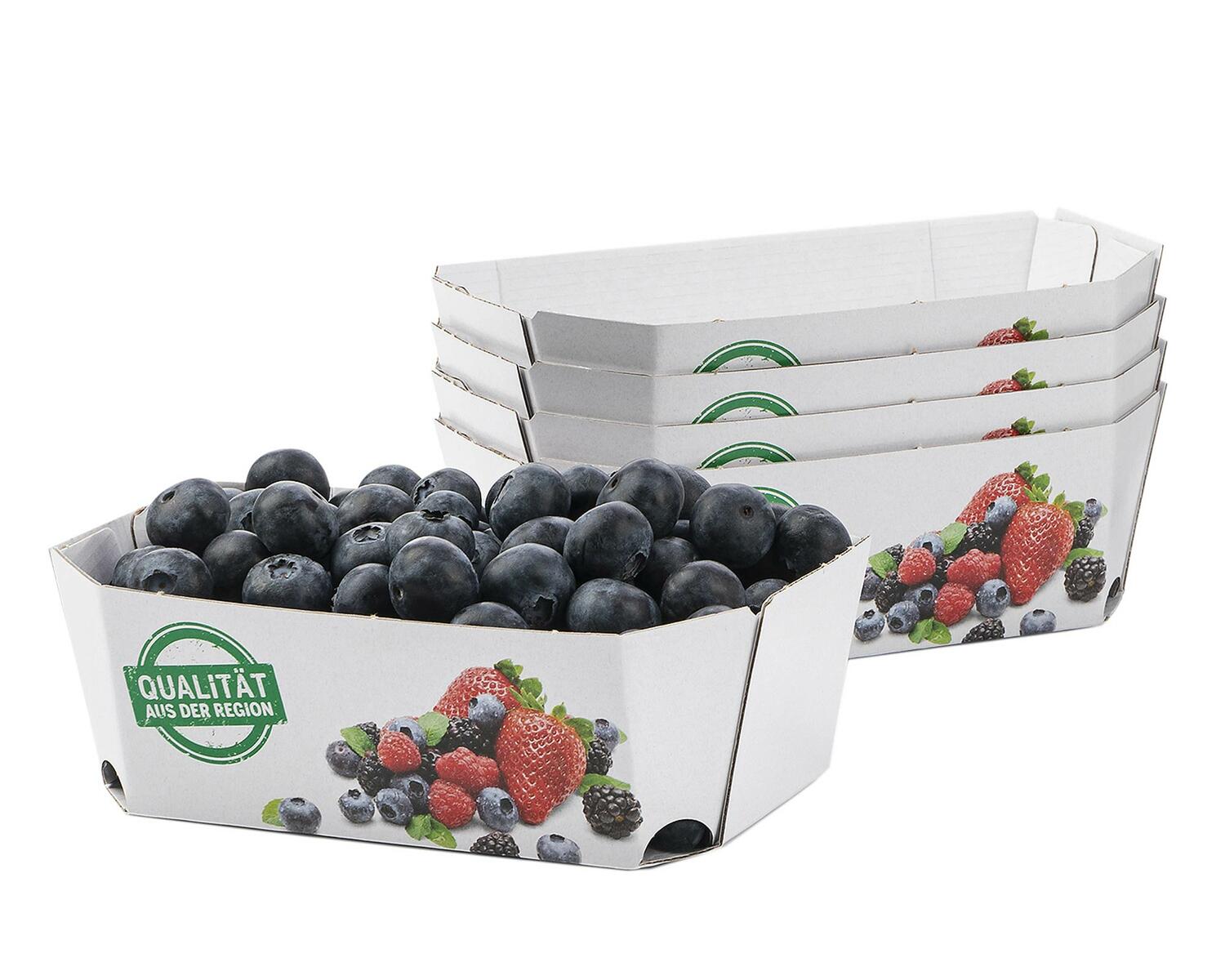 Beerenschalen aus Pappe 129x75x47mm mit Neutraldruck f�r 250 gr., 650 Stk.