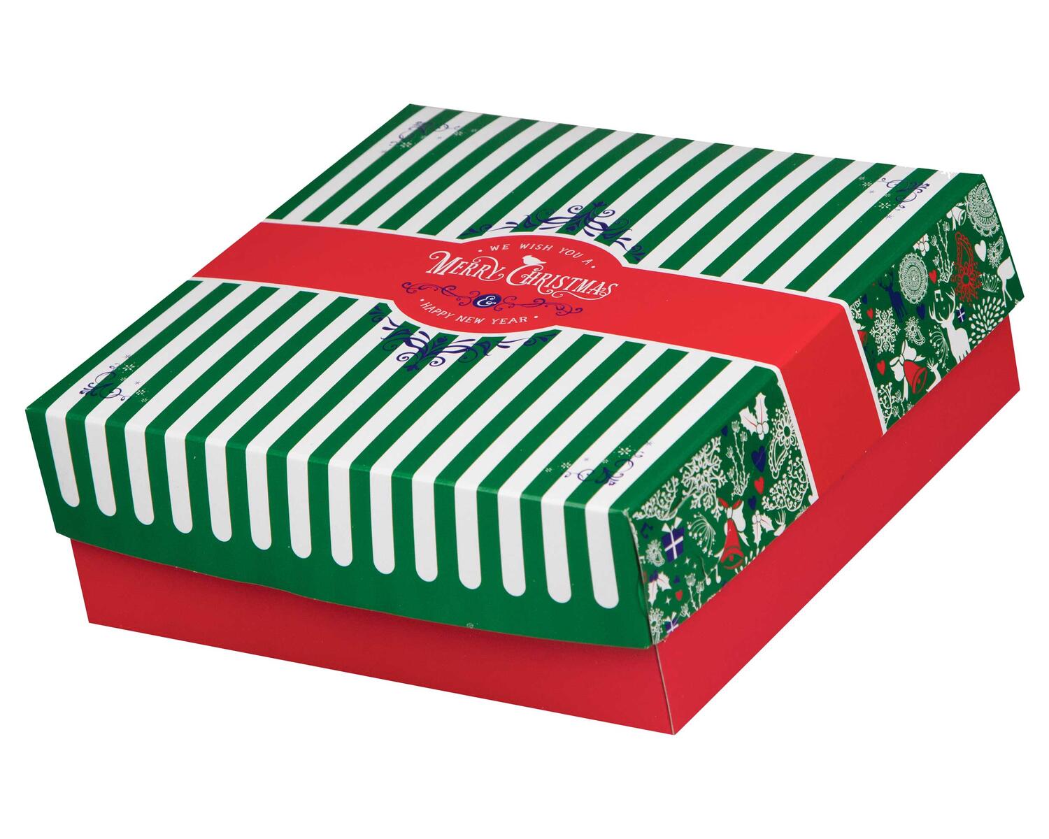 Keksbox Geb�ckkarton mit Alubeschichtung Weihnachten 220 x 220 x 80mm, 95 Stk.