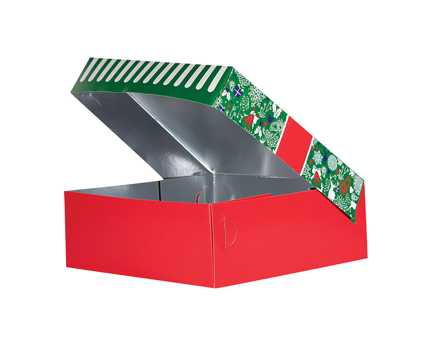 Keksbox Geb�ckkarton mit Alubeschichtung Weihnachten 220 x 220 x 80mm, 95 Stk.
