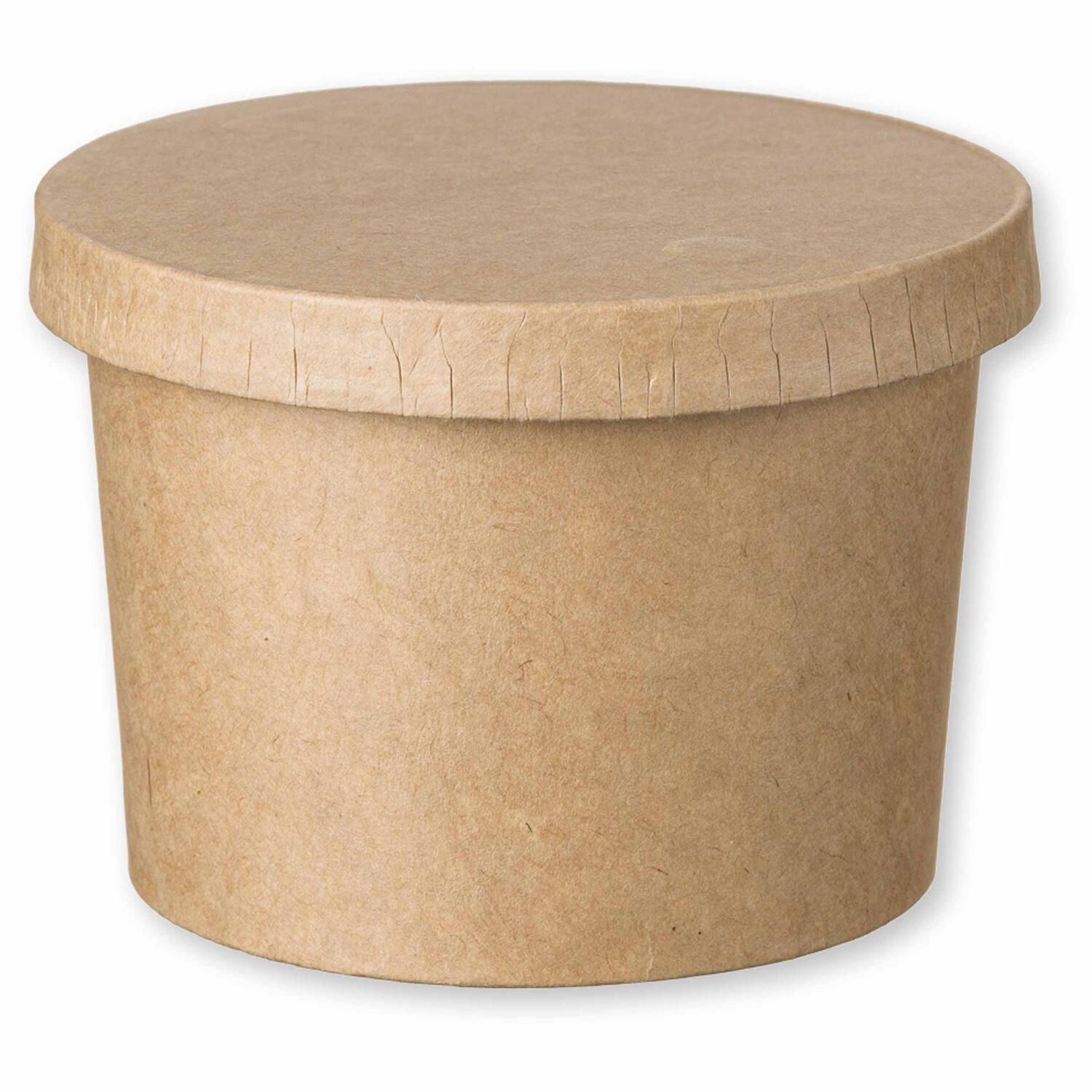 Eisbecher Feinkostbecher aus Kraftpapier FSC� rund 230ml braun mit Deckel, 50 Stk.