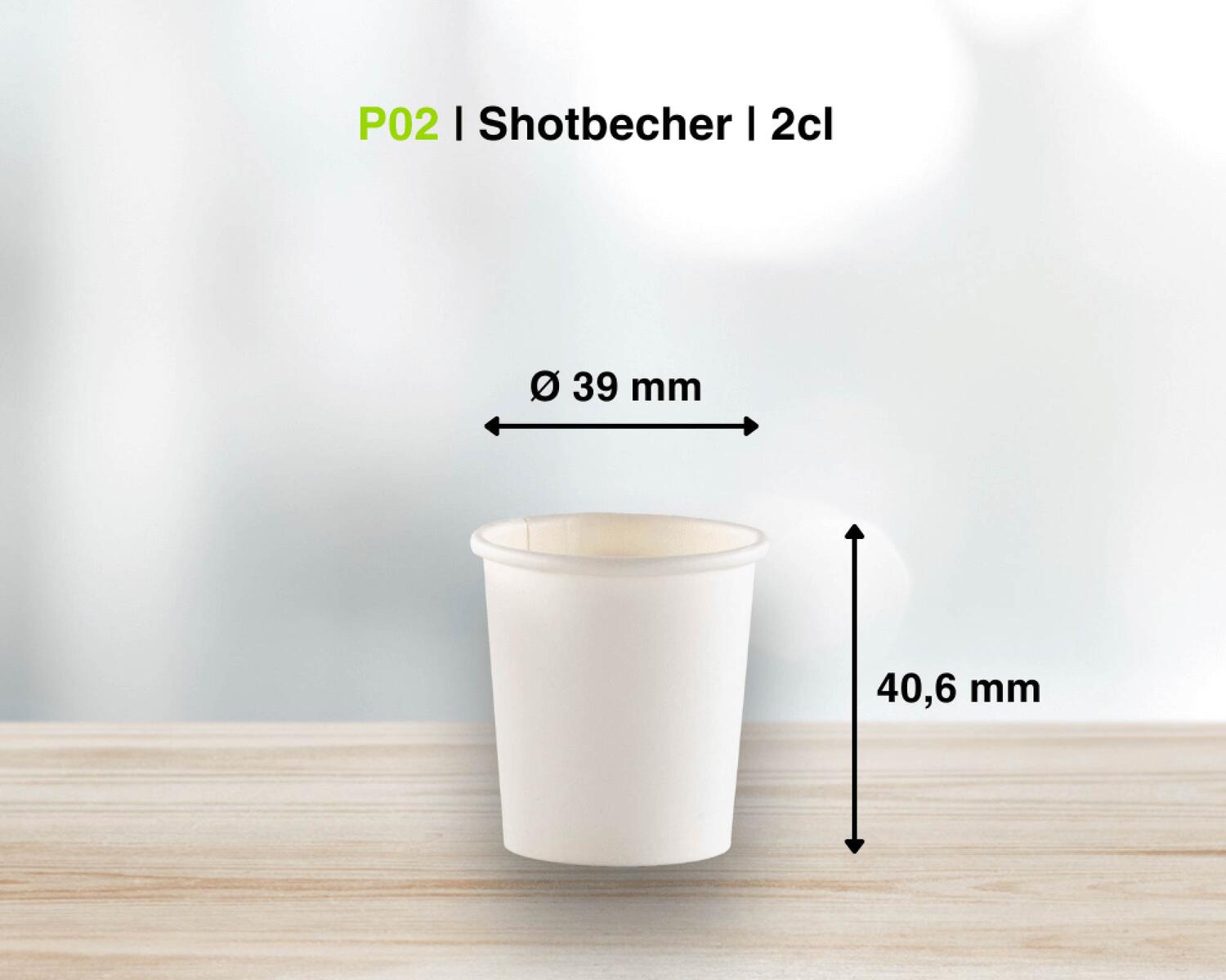 Schnapsbecher Shotbecher Stamperl Pappbecher wei� mit Eichstrich 2cl 20ml, 40 Stk.