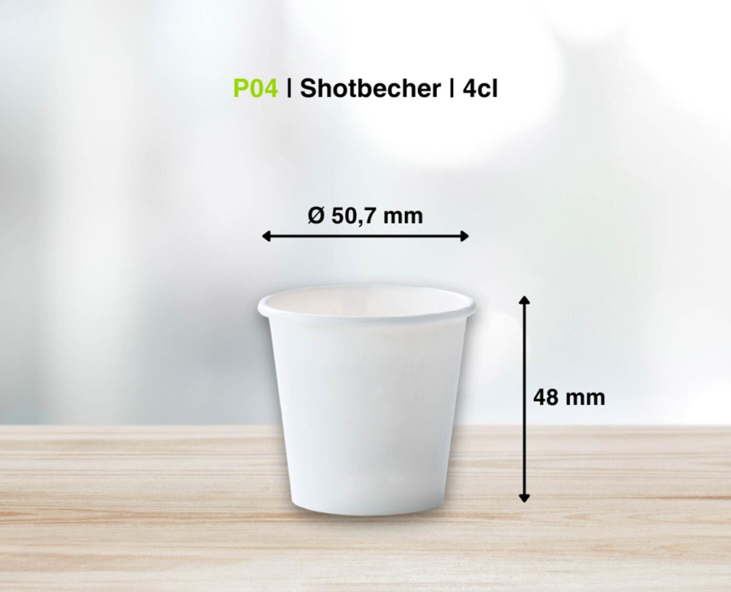 Schnapsbecher Shotbecher Stamperl Pappbecher wei� mit Eichstrich 4cl 40ml, 40 Stk.